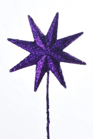 Glitrové hviezdy na paličke Purple 18ks