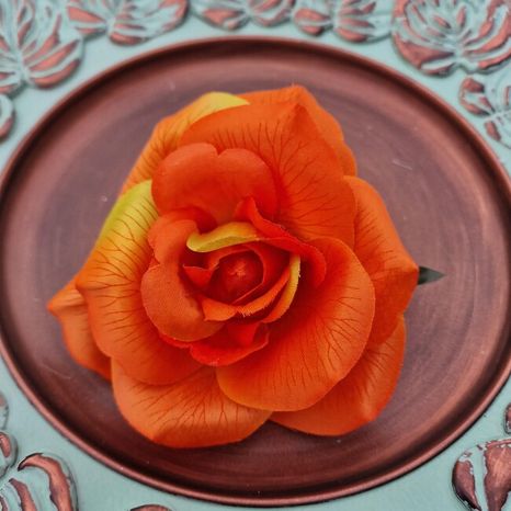 Hlavičky ruží Vein orange 9ks