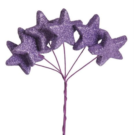 Hviezdy na drôtiku Sparkle purple 6ks
