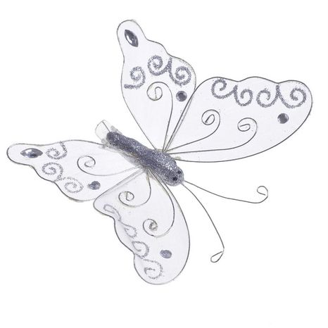 Motýl na štipci Silver 12ks