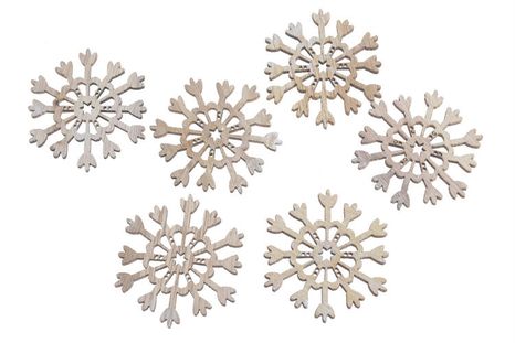 Set vločiek Wooden snowflakes 6ks