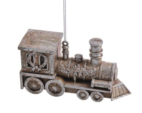 Závesná vianočná lokomotíva Antique silver