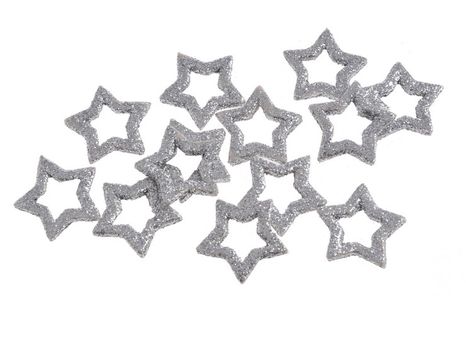 Vykrojené hviezdičky Sparkle silver 24ks