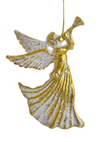 Závesný anjelik s píšťalkou Antique gold
